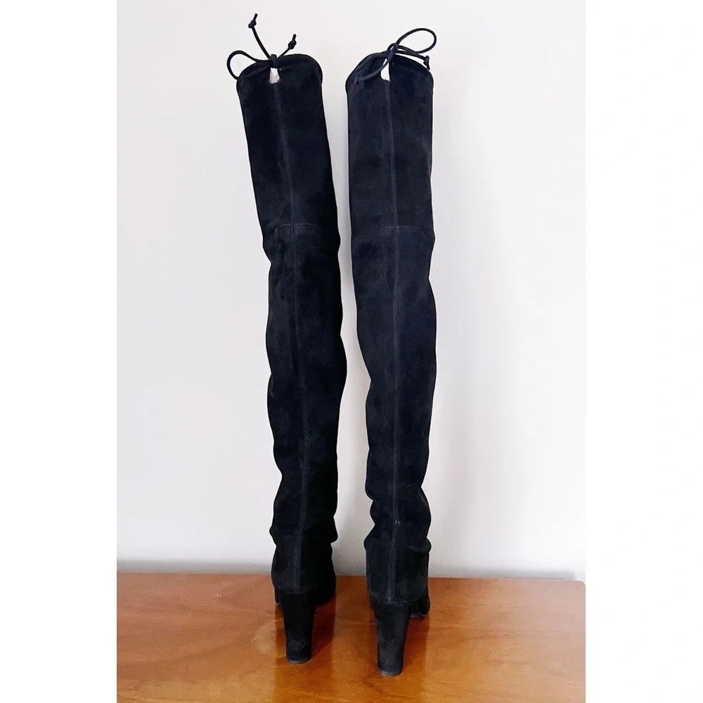 Stuart Weitzman • Highland Boot over the knee thigh high black suede heeled OTK